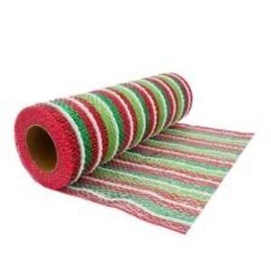New Celebrate It Christmas Noel Mesh Roll 9.5"‎ x 18 Yards Red & Green & White